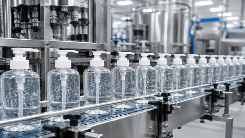 Liquid soap manufacturing production line